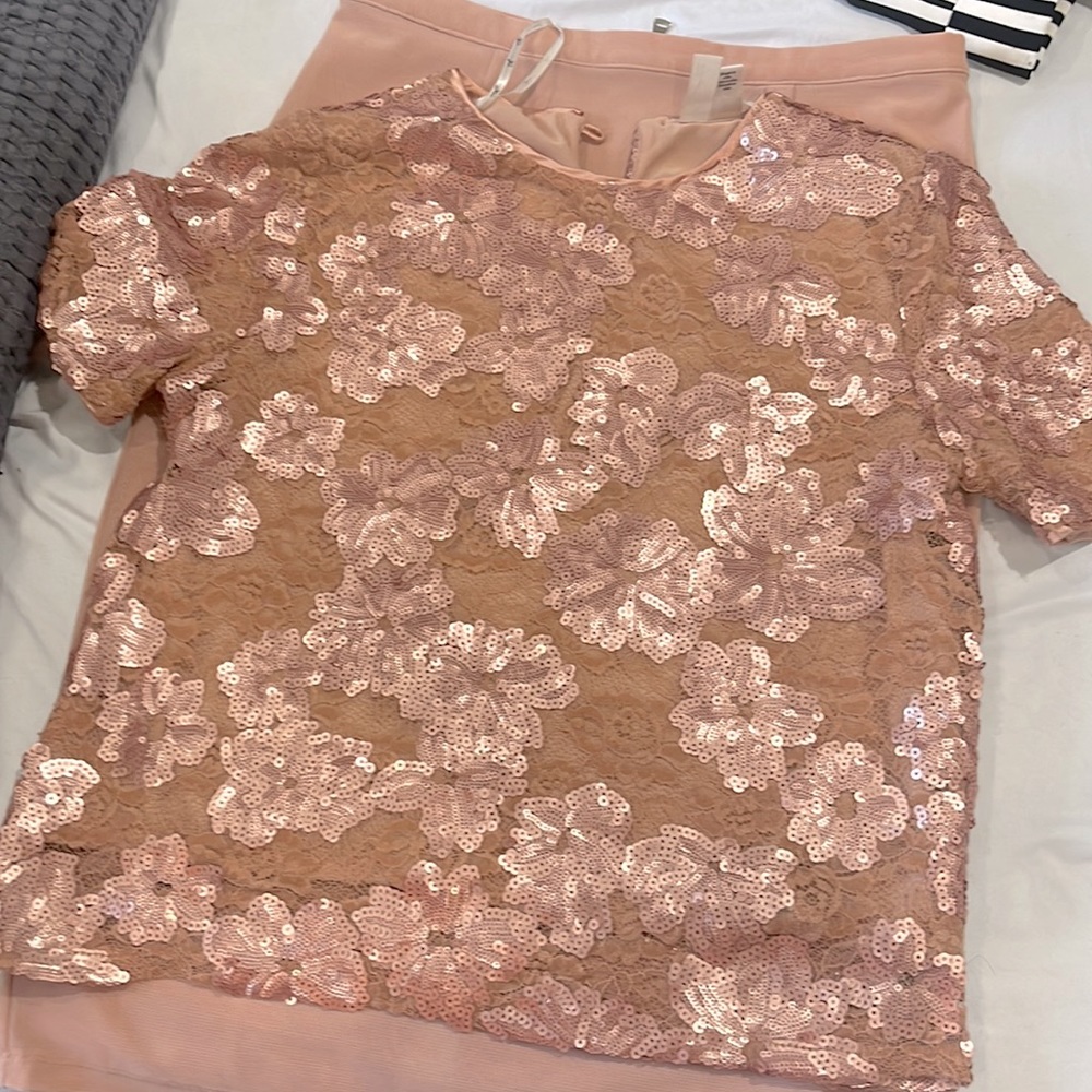 Pencil skirt and sequin top set